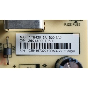 FUENTE DE PODER PARA TV WESTINGHOUSE / NUMERO DE PARTE 260132007050 / CVB42013A1 / 7.TB42013A1B00.3A0 / HKC-LEDTV-P43 / 20211115 REV:1.1 / PANEL HK430WLEDM-JH4KH / DISPLAY PT430GT01-3 / MODELO WR43UX4210