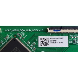 T-CON PARA TV JVC / NUMERO DE PARTE CCPD_80PIN_GOA_UHD_NOVA V1.5 / 20210723 / 1010533724-00406 / MODELO LT-65MAW595