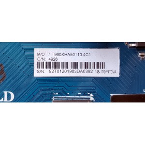 MAIN FUENTE ((COMBO)) PARA TV POLAROID / NUMERO DE PARTE CV960XH-A50 / 7.T960XHA50110.4C1 / 92T01201903 / PANEL LK580PU1L02 / MODELO PTV58174KILLED