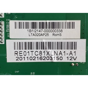 MAIN PARA TV RCA / NUMERO DE PARTE 1B1I2147 / T.RSC8.1B / T.RSC8.1B 10516 / RE01TC81XLNA1-A1 / 32RE01TC81XLNA1-A1 / 20110216203150 12V / LTA320AP25 / PANEL HV320WXC-100 / DISPLAY LTA320AP25 / MODELO 32LA30RQD