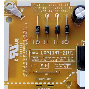 FUENTE DE PODER PARA TV LG / NUMERO DE PARTE EAY65895501 / LGP43NT-21U1 / 65895501 / 3PCR02853A / EPCD10CB1A / PANEL NC430 / MODELOS 43UP8000PUA / 43UR640S9ZD / 43NANO796PC / 43UP76706LB / 43UP78009LB / 43UP / 43NANO / 43UR / MAS MODELOS EN DESCRIPCIÓN