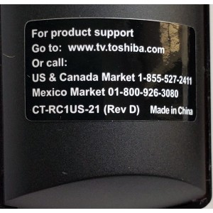 CONTROL REMOTO PARA TOSHIBA ((ORIGINAL)) ((NUEVO)) CON COMANDO DE VOZ ((FIRE TV)) / CT-RC1US-21 (REV D) / PUW-2K19-YKF470 / 50LF621U21 / TF-43A810U21 / 43LF621U21 / 50LF621U21 / 43LF421U21 / 43LF711U20 / 50LF711U20 / TF-32A710U21 / 32LF221U21 / 55LF711U20