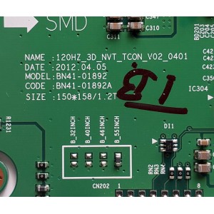 T-CON PARA TV SAMSUNG / NUMERO DE PARTE BN96-27249A / BN41-01892A / BN97-06783B / BN9627249A / PANEL LTJ550HW13-V / MODELOS LH55EDCPLBC/XD / UN55FH6030CXZA / UN55FH6030FXZC / UN55EH6030GXPE / LH55MDCPLGC/XD / UN55FH6030FXZA / MAS MODELOS EN DESCRIPCIÓN