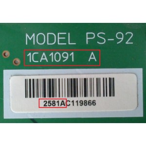 FUENTE DE PODER / HITACHI 1CA1091 / 2581AC105884 / 2581AC119866 / 1CA1091A / PS-92 / MODELO UT42MX70	