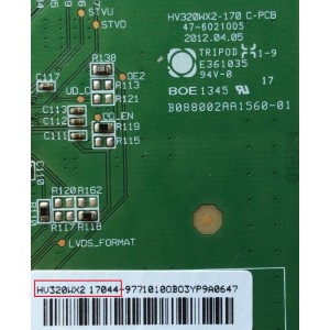 T-CON / LG HV320WX217044 / HV320WX2 / HV320WX2-170 C-PCB / B088002AA1560-01 / MODELO 32LN530B-UA.BUSYLWM