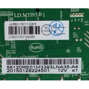 MAIN / RCA 55120RE01M3393LNA35-A4 / LD.M3393.B / LG-RE01-150117-ZQ819 / 55120RE01M3393LNA35-A4 / MODELO LED55G55R120Q / PANEL LSC550HJ03-12V	