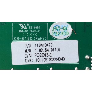 MAIN / MITSUI 1104H0470 / CV318H-B / MODELO MTV4012LCD / PANEL LTA400HM17-W06	