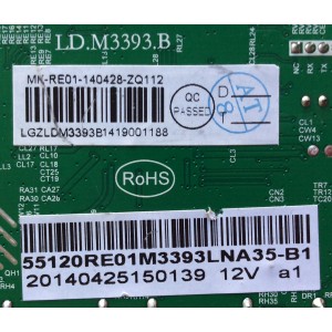 MAIN / RCA 55120RE01M3393LNA35-B1 / LD.M3393.B / MK-RE01-140428-ZQ112 / 55120RE01M3393LNA35-B1 / MODELO LED55C55R120Q / PANEL T550HVN03.0-12V	