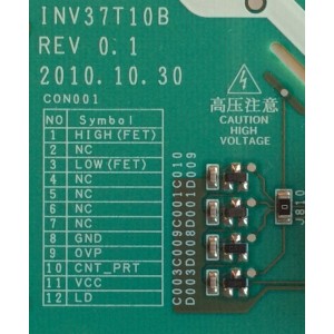 BACKLIGHT INVERSOR / SAMSUNG 19.37T05.016 / INV37T10B / 1937T05016 / MODELO LN37D550K1FXZA / PANEL T370HW03	