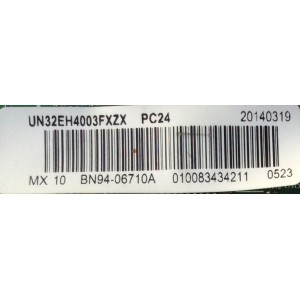 MAIN PARA TV  SAMSUNG NUMERO DE PARTE BN94-06710A / BN41-01876B / BN97-05375B / MODELO UN32EH4003FXZX GD05 / PANEL CY-DF320AGEV1H	