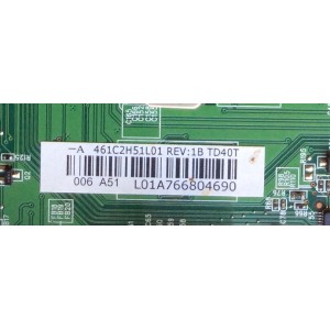 MAIN / TOSHIBA 431C2H51L01 / 75017667 / 461C2H51L01 / STD40T / VTV-L40708 / TD40 / MODELO 40G300U1 / PANEL LTA400HF02 004	