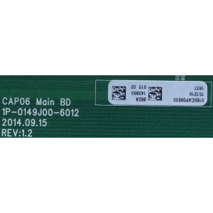 MAIN / VIZIO Y8386862S / 0160CAP09E00 / 1P-0149J00-6012 / 862A / CAP06 MAIN BD / MODELO M60-C3 LFTRSZAR / PANEL S600FUA-1	