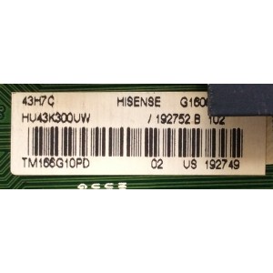 MAIN PARA TV HISENSE / NUMERO DE PARTE 192752 / RSAG7.820.6591/ROH / 198397 / 192749 / HU43K300UW / PANEL´S HD426DU-B51(010)\S1\XP\GM\ROH / HD426DU-B51(010)\S0\XP\GM\ROH / MODELO 43H7C