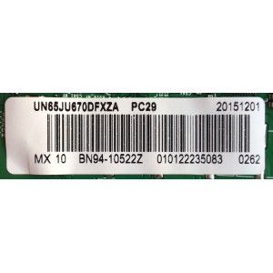 MAIN PARA TV SAMSUNG / NUMERO DE PARTE BN94-10522Z / BN41-02344D / BN97-10062C / BN9410522Z / PANEL CY-WJ065HGLV7H / MODELOS UN65JU670 / UN65JU670DFXZATD03 / UN65JU670DFXZA TS08