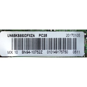 MAIN PARA TV SAMSUNG / NUMERO DE PARTE BN94-10752Z / BN41-02504A / BN97-10623A / BN97-10625B / BN9410752Z / PANEL CY-XK065FLLV3H / MODELO UN65KS850 / UN65KS850DFXZA FA01