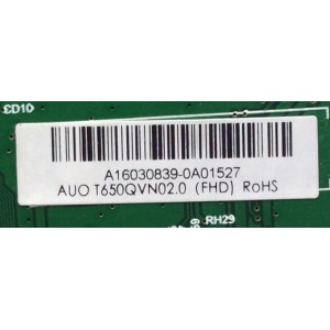 MAIN / HITACHI A16030839 / T.MS3393.72 / MODELO LE65K6R9 / PANEL T650QVR01.5 / T650QVN02.0	
