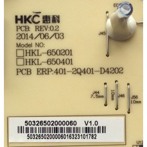 FUENTE DE PODER / HITACHI 50326502000060 V1.0 / 401-2Q401-D4202 / HKL-650201 / HKL-650401 / PANEL´S T650QVR01.5 / T650QVN02.0 / MODELOS LE65K6R9 / 65K3 / SLED6516