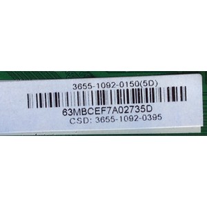 MAIN / SHARP 3655-1092-0150 / 9LE365510920395 / 0171-2272-5895 / MODELO LC-55UB30U / PANEL LSC550FN04-C01	