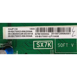 MAIN PARA TV TCL / NUMERO DE PARTE V8-SX70001-LF1V406 / 40-SX7KNA-MAE4HG / 08-CS550CUN-OC401A / 08-SX70003-MA300AA / 08-SX70003-MA200AA / DISPLAY ST5461D04-2 VER.2.1 / MODELOS 55UP130 / 55UP120
