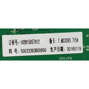 MAIN / SCEPTRE 50023393B00690 / T.MS3393.715 / MODELO E55 A1AV93BA / PANEL T550QVN02.0	