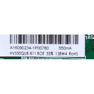 MAIN / FUENTE (COMBO) / SCEPTRE A16090234 / TP.MS3458.PC758 / MODELO U55 PCIV58CE / PANEL CN55XB8B00	