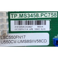 MAIN / FUENTE / (COMBO) / SCEPTRE A16100545 / TP.MS3458.PC758 / MODELO U55 SIIV58CD / PANEL LSC550FN17	