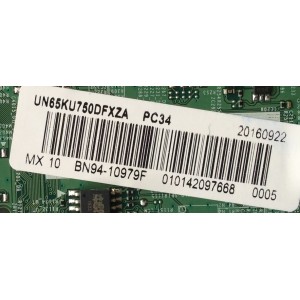 MAIN PARA TV SAMSUNG / NUMERO DE PARTE BN94-10979F / BN41-02528A / BN97-10972A / BN9410979F / PANEL CY-VK065HGLV1H / MODELO UN65KU750 / UN65KU750DFXZA FA01