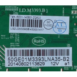 MAIN / RCA 50GE01M3393LNA35-B2 / LD.M3393.B / RE01-140801-ZQ519 / MODELO LED50B45RQ / PANEL V500DK2-PS1-12V	
