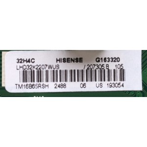 MAIN FUENTE ((COMBO)) PARA TV HISENSE / NUMERO DE PARTE 207305 / RSAG7.820.6670/ROH / 193054 / 4DE30856B / LHD32K2207WUS / PANEL HD315DH-B12 / HD315DH-B12(010)\S6\GM\ROH / MODELO 32H4C