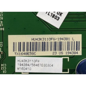 MAIN FUENTE (COMBO) PARA TV HISENSE·SMART TV FHD / NUMERO DE PARTE 194381 / RSAG7.820.6834/ROH / HU43K3110FW / 194384 / PANEL HD426DF-B52 / MODELO 43H5C