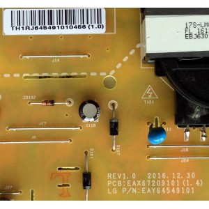 FUENTE DE PODER PARA TV LG / NUMERO DE PARTE EAY64549101 / EAX67209101 / LGP55DJ-17F1 / EAX67209101(1.4) / 64549101 / PANEL NC550DUE-AAFX1 / MODELOS 55LJ5500-UA / 55LJ5500-UA.AUSYLOR / 55LJ550M-UB / 55LJ550M-UB.BUSYLJR