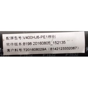 MAIN / PROSCAN H16081324 / TP.MS3393.PB801 / MODELO PLDED4017-B / PANEL V400HJ6-PE1	