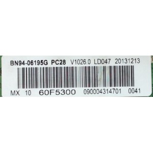 MAIN / SAMSUNG BN94-06195G / BN97-06528V / BN41-01965A / MODELO PN60F5300AFXZA US01 / PANEL S60FH-YE01 / S60FH-YB03	