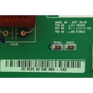 BUFFER / SAMSUNG BN96-25258A / LJ92-01962C / LJ41-10335A / 962C / MODELO PN60F5300AFXZA US01 / PANEL S60FH-YE01 / S60FH-YB03	