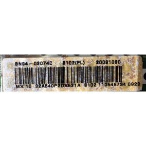MAIN / SAMSUNG BN94-02074C / BN41-00965B / BN97-02461A / MODELO LN32A540P2DXZA / PANEL LTF320AB01-A03	