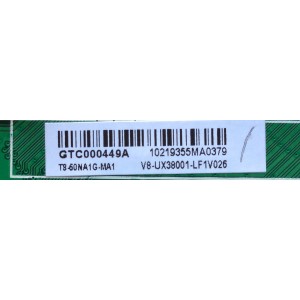 MAIN / TCL T8-50NA1G-MA1 / 40-UX38NA-MAG2HG / V8-UX38001-LF1V026 / MODELO 50FS3800	
