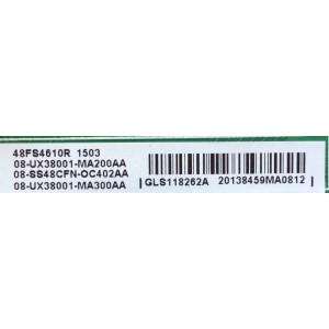 MAIN / TCL 08-SS48CFN-OC402AA / GLS118262A / 08-UX38001-MA200AA / 08-SS48CFN-OC402AA / 08-UX38001-MA300AA / 40-UX38NA-MAF2HG / V8-UX38001-LF1V021 / UX38 / MODELO 48FS4610RMAAA	