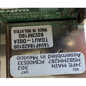 MAIN / SANYO 1AA4B10N22900 J4FE / 1AA4B10N22900 / J4FE / MODELO DP50749 P50749-00 / PANEL S50HW-YB04	