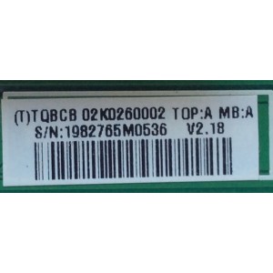 MAIN / VIZIO TQBCB02K026 / (T)TQBCB02K02600002 / CBPFTQBCB02K0260002 /  715G3711-M02-000-004K VER:A / MODELO  E220VA / PANEL TPM215HW01 HGE-L01 REV:C2A	