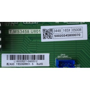 MAIN / HITACHI 50020345800070 / L16053027  / T.MS3458.U801 / MODELO 65L6 / PANEL T650QVR01.5	