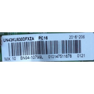 MAIN PARA TV SAMSUNG / NUMERO DE PARTE BN94-10799L / BN41-02528A / BN97-10648J / BN9410799L / PANEL CY-GK043HGAV1H / MODELOS UN43KU630 / UN43KU630DFXZA AA01 / UN43KU630DFXZA AB03