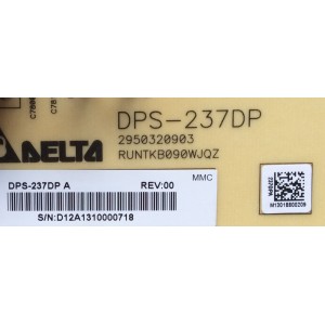 FUENTE DE PODER PARA TV SHARP / NUMERO DE PARTE RUNTKB090WJQZ / DPS-237DP / 2950320903 / DPS-237DP A / PANEL JE800D3GW50M / MODELOS LC-80C6500U / LC-80LE650U / LC-80LE657U