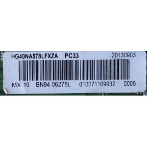 MAIN / SAMSUNG BN94-06276L / BN97-07153C / BN41-01819B / MODELO HG40NA578LFXZA HS04 / PANEL CY-DF400BGLV1H