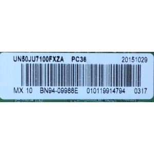 MAIN PARA TV SAMSUNG NUMERO DE PARTE BN94-09988E / BN97-10228A / BN41-02356C / MODELO UN50KU6300FXZA DD06 / PANEL CY-GJ050FLNV1H GW44	