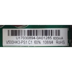 MAIN / FUENTE / PROSCAN U17030894 / AE0010909 / TP.MS3553.PC821 / MODELO PLDED5069-C / PANEL V500HJ1-PE8 C7