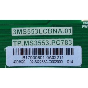 MAIN FUENTE PARA TV HITACHI / NUMERO DE PARTE B17030801 / TP.MS3553.PC783 / 3MS553LCBNA.01 / MODELO 49E30