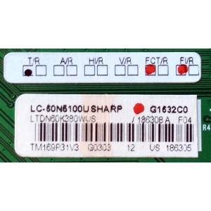 MAIN / SHARP 186308 / RSAG7.820.6846/ROH / 186305 / MODELO LC-60N5100U / PANEL LTDN60K380WUS	