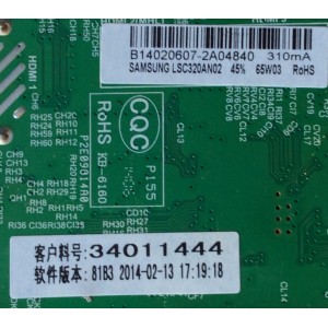 MAIN / FUENTE / ELEMENT 34011444 / B14020607 / TP.MS3393.PB851 / MODELO ELEFW328 / PANEL LSC320AN02	