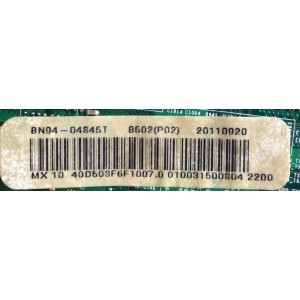 MAIN / SAMSUNG BN94-04845T / BN41-01704A / BN97-05822T / MODELO LN40D503F6FXZA HN01 / PANEL V400H1-L12 Rev.C1	