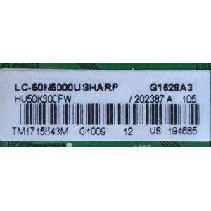 MAIN / SHARP 202387 / RSAG7.820.6841/ROH / HU50K30CFW / PANEL HD500DF-B54(020) / MODELO LC-50N5000U	